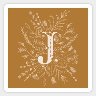 Botanical Letter J (Mustard Yellow) Magnet